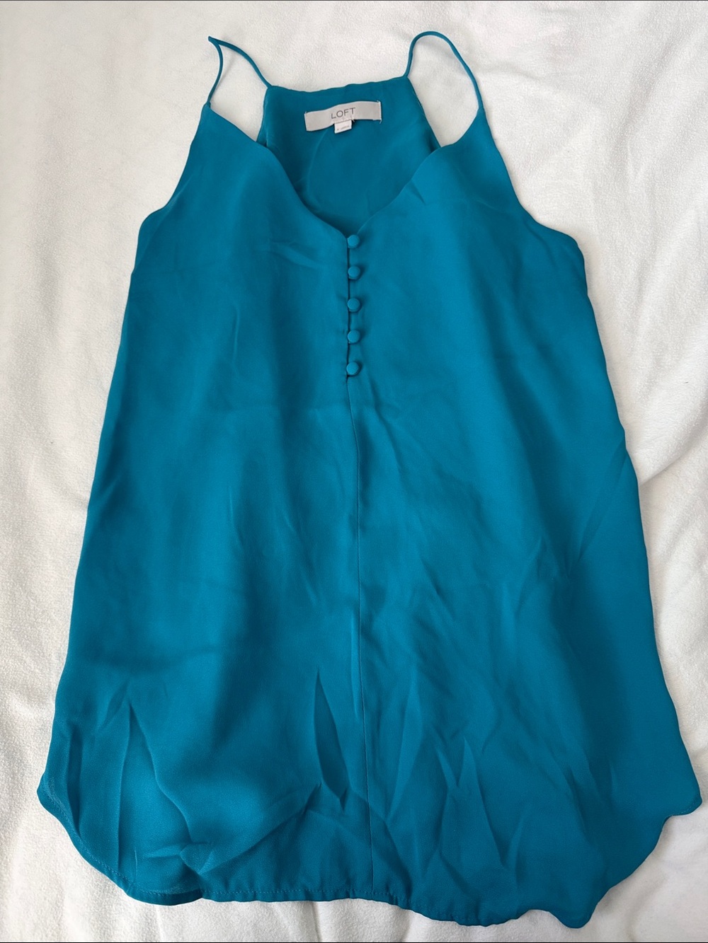 LOFT Teal Button-Front Spaghetti Strap Camisole